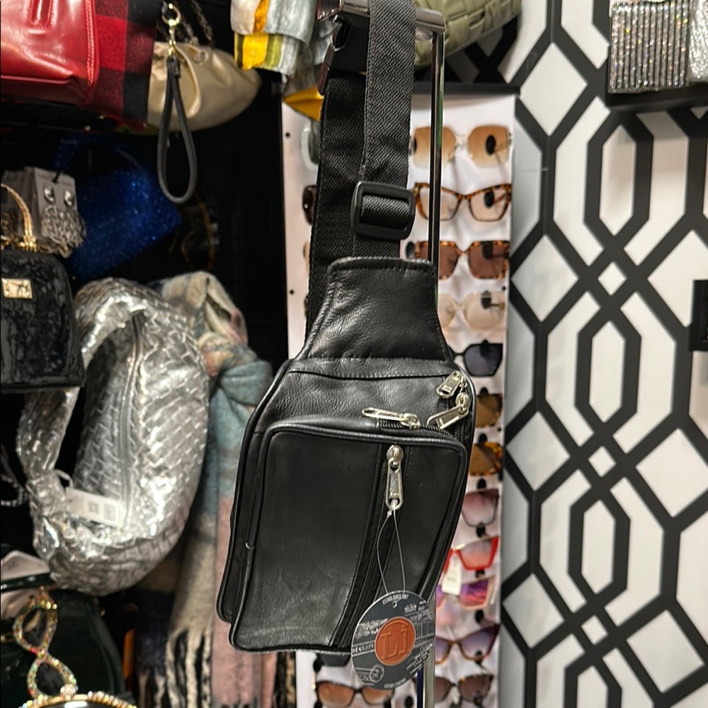Black Leather Crossbody Bag